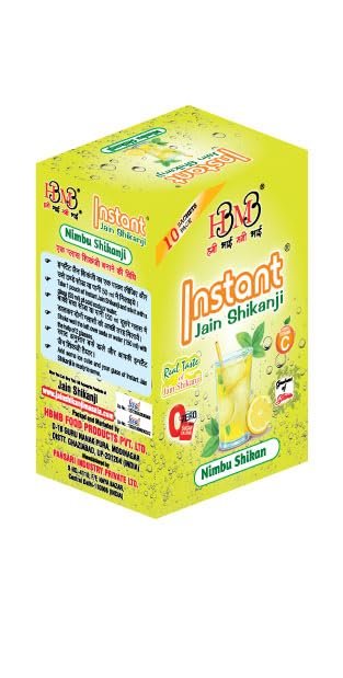 Instant Jain Shikanji Lemon | Nimbu Shikanji | Traditional Masala Lemonade | Instant Nimbu Pani Drink Mix | Natural Summer Refreshing Beverage | Ready to Make Indian Cooler | Box (10 Sachets)
