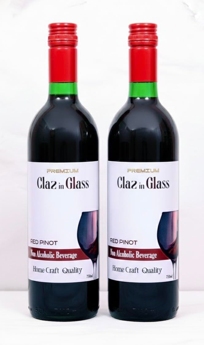 Claz in Glass Red WINE Pinot Non-Alcoholic Aged Red Wine | No Added Flavour & Colour | Premium Aged Alcohol Free Drinks (750ml) Pack of 2