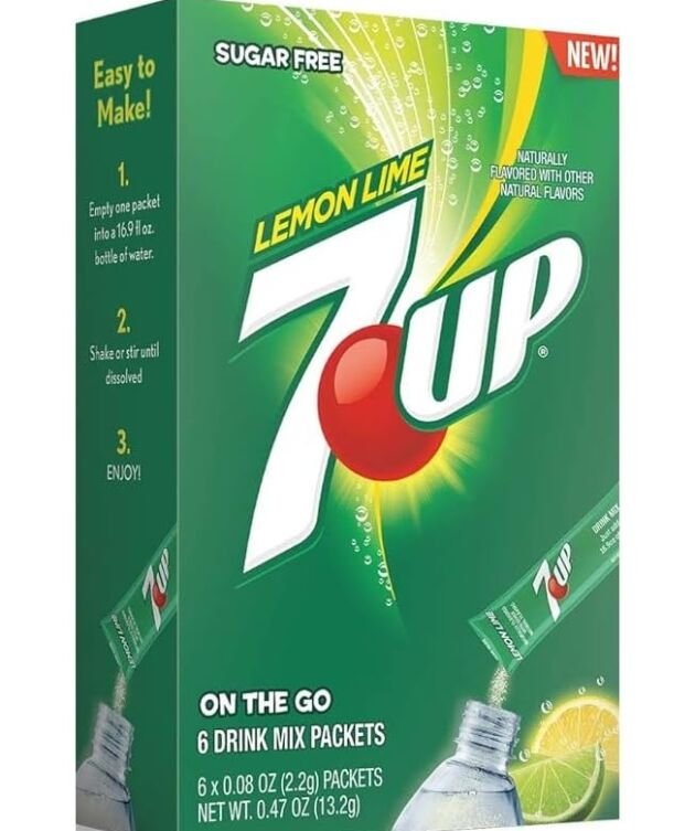 7 UP Sugar Free Lemon Lime Flavor Drink Mix Powder Perfect For Delicious And Refreshing Drink Each 2.2g (Pack Of 6)