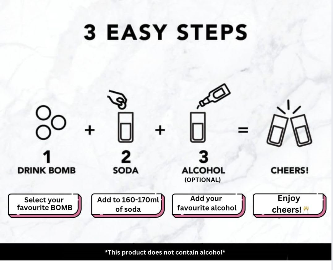 Mocktailor Signature Mocktail Bombs | Drop It, Fizz It, Sip It | Non-Alcoholic Drink Mix Pack (6 Bombs) (Pack of 6, Simply Assorted) - Image 2