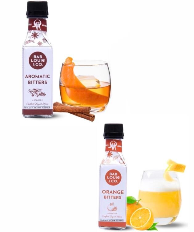 Bab Louie & Co. Combo Aromatic Spiced & Orange Bitters | Non-Alcoholic Craft Bitters (120ml Each) | Distinct Aromatic Notes | Old Fashioned, Dutchess, Gin and Tonic based Cocktails
