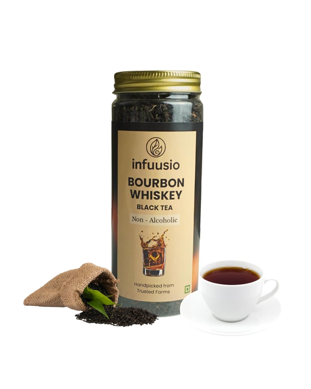 Infuusio Bourbon Whiskey Black Tea 60g, Non-Alcoholic, 40-50mg Caffeine, Farm-Sourced | UV STERILIZED