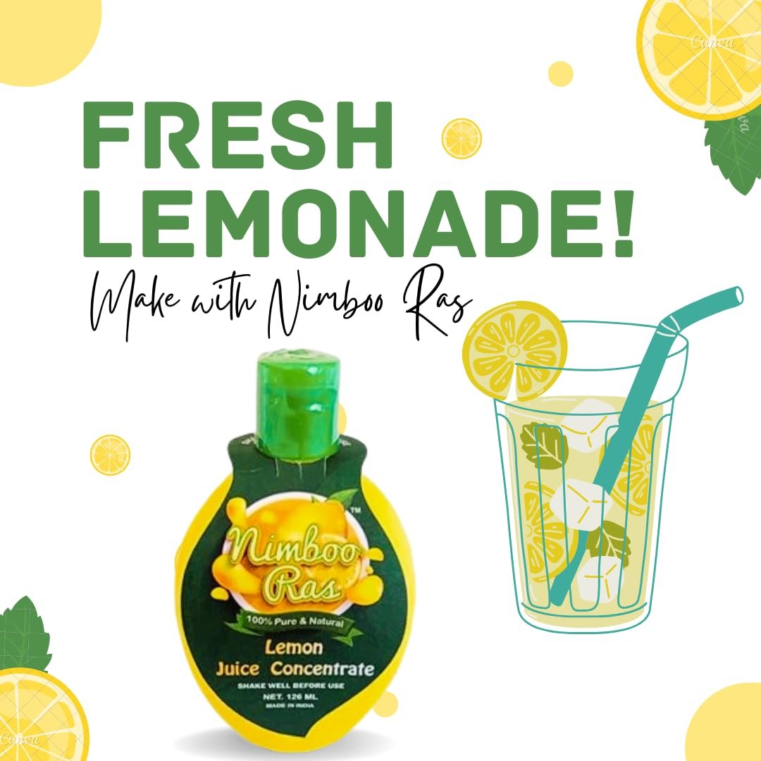 Nimboo Ras Yellow Lemon Juice Concentrate-Experience Asli Lemon Juice for Drinks,Cooking,Salad and Weight Loss - 100% Pure Natural Goodness - 126ml (Pack of 6) - Image 8