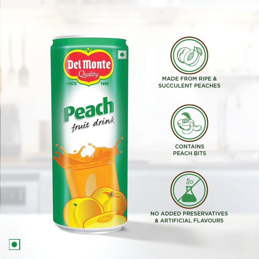 Del Monte Peach Fruit Drink, Pack of 6, 240ml - Image 7