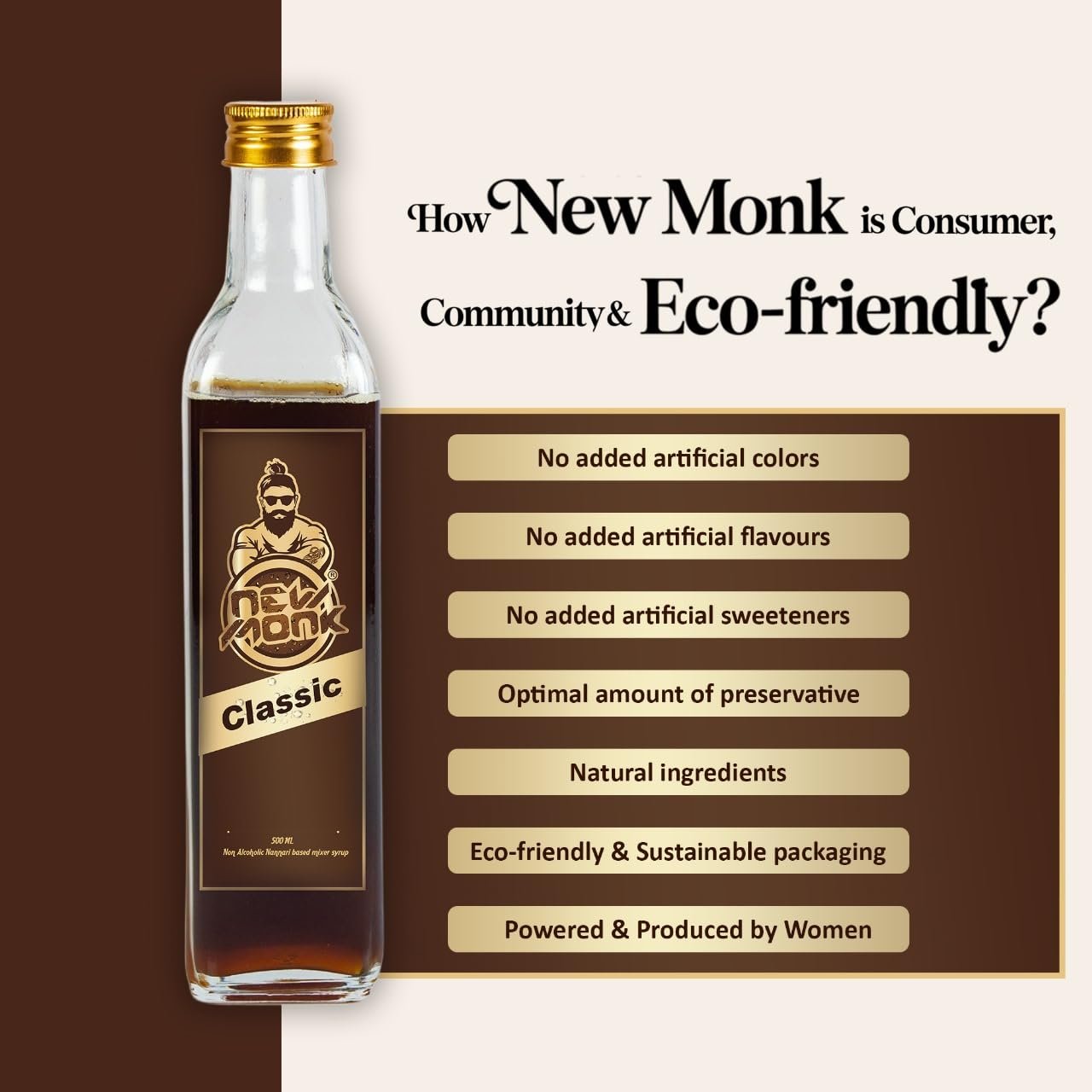 New Monk Nannari Syrup for Cocktails & Mocktails( Pack of 2x500 ml)| Natural Non- Alcoholic Sarsaparilla Root based Mixer for Instant Party Drinks, Iced Teas, Slushies, Squash | No Added Artificial Colors or Sweeteners (Spicy Spicy) - Image 4