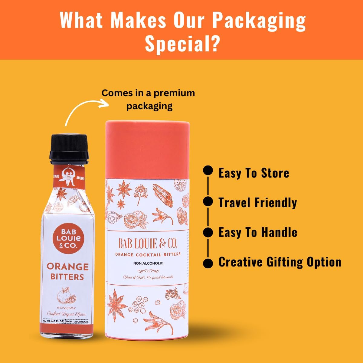 Bab Louie & Co. Orange Bitters For Cocktails, India's First Non-Alcoholic Award Winning Bitters, Natural Made With Real Fruits, Herbs & Spices, Fresh Citrus Notes, Manhattan, Negroni, 120ml - Image 3