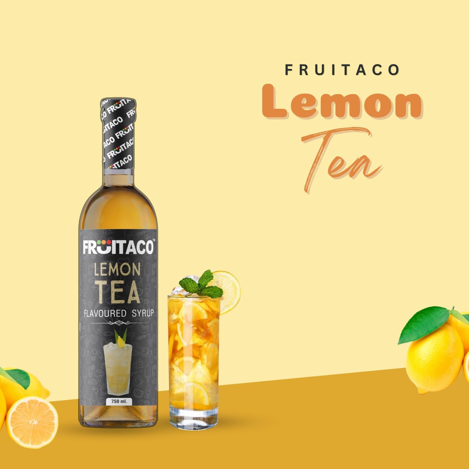 Fruitaco Syrups Combo| Peach Ice Tea & Lemon Tea Syrups- 750ml each| Perfect Mixer For Enhancing Mocktails & Cocktails, Drinks & Mojitos, at Parties, For All Your Mixing Needs |Non-Alcoholic - Image 4