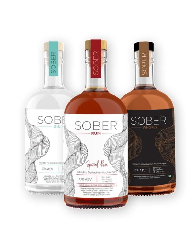 SOBER Non-Alcoholic Gin, Rum & Whiskey Combo | Zero-Alcohol Spirits for Mocktails & Alcohol-Free Cocktails | Refreshing, Bold & Flavorful (.Gin-N-Rum-N-Whiskey)
