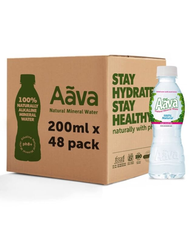 Aava Naturally Alkaline Mineral Water Mini Bottle | Origin Aravalli Hills | 100% Alkaline pH 8.0+ | Benefits of Calcium & Magnesium (Pack of 48 bottles)