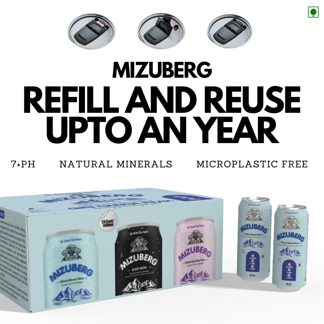 Mizuberg Natural Mineral Water, 500 ml, Alkaline pH 7+, Zero Calories, Resealable Can (Pack Of 3) - Image 6