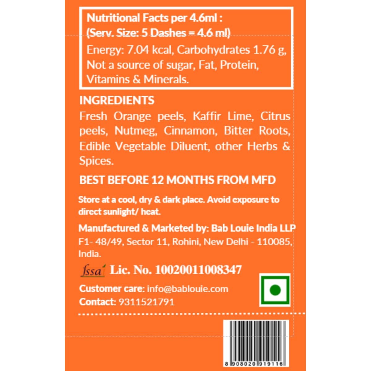 Bab Louie & Co. Orange Bitters For Cocktails, India's First Non-Alcoholic Award Winning Bitters, Natural Made With Real Fruits, Herbs & Spices, Fresh Citrus Notes, Manhattan, Negroni, 120ml - Image 7