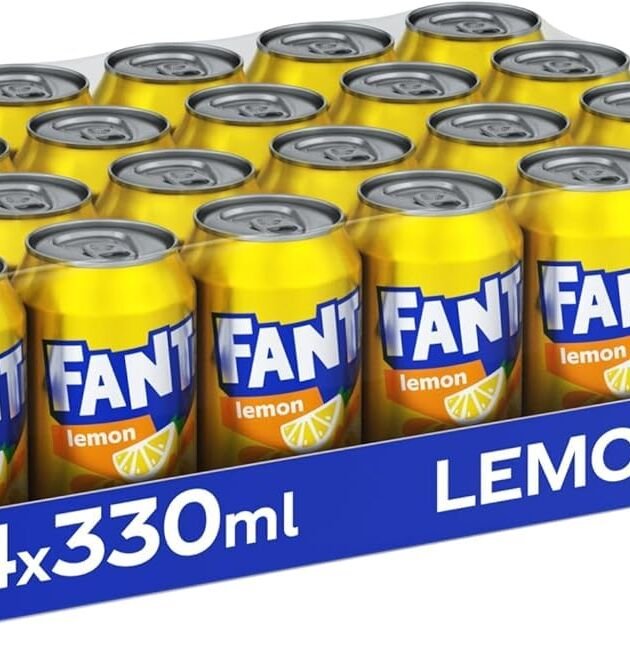 Fanta Lemon Carbonated Soft Drink, 24 Cans Pack, X 330ml Each, Refreshing Citrus Beverage (Product Of UK)