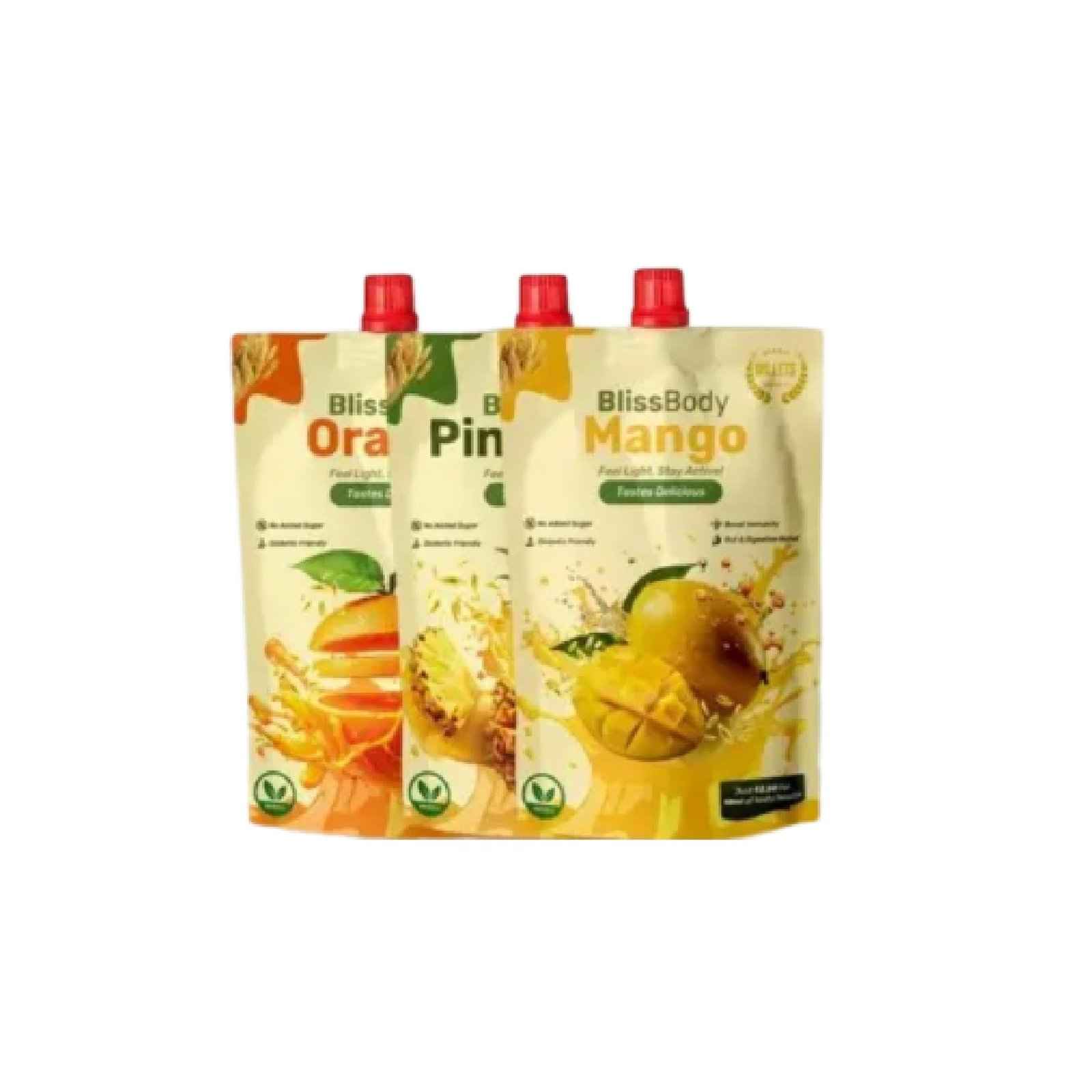 Blissbody – India’s First Sugar-Free Millet Drink | Gut-Friendly & Diabetic Safe | Pineapple, Mango, Orange | 200ml x 24 Pack