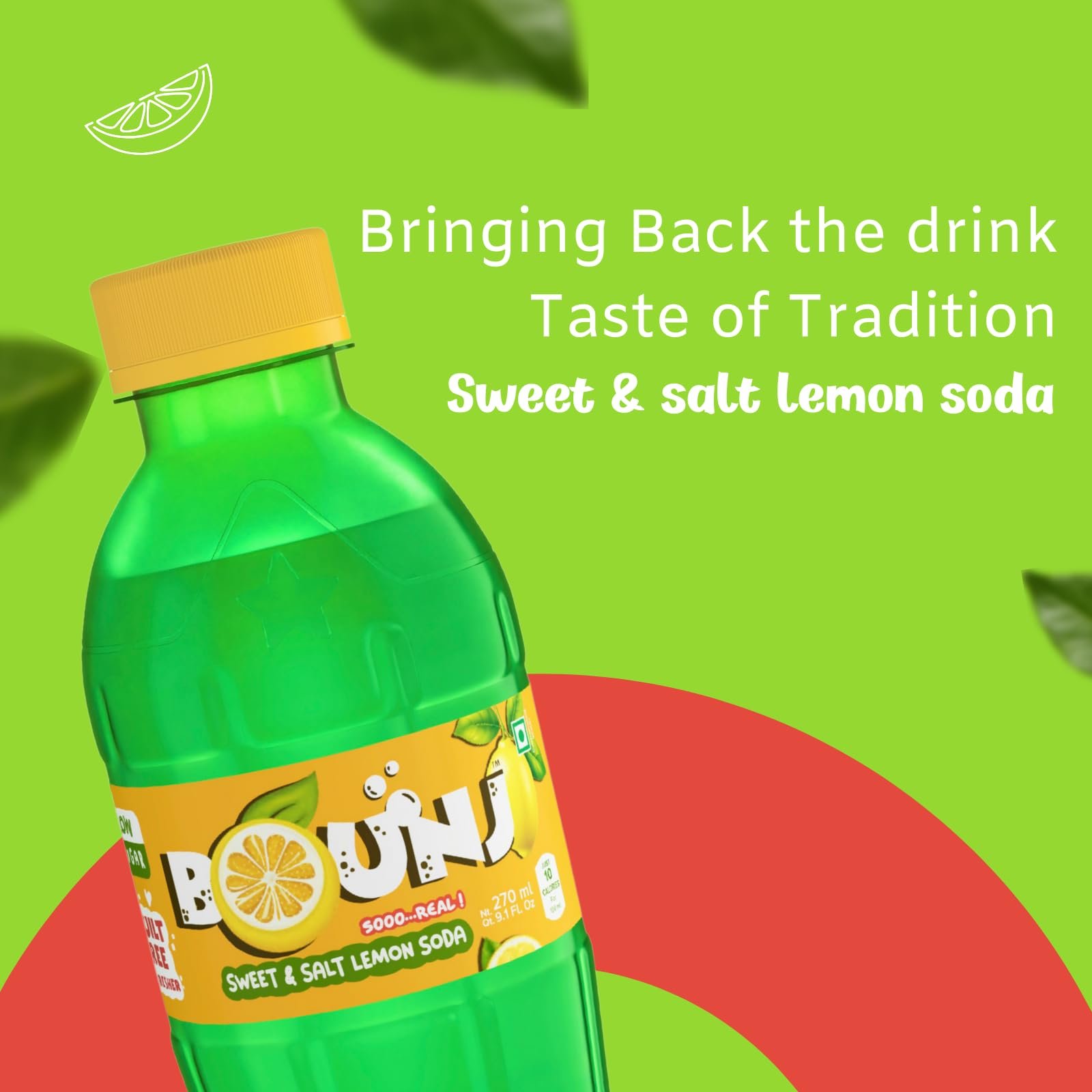 BOUNJ | Sweet and Salt Lemon Soda | Pack of 24 no’s x 270ml | Refreshing carbonated soft drink | | Low sugar | Healthy soda | Low calorie - Image 3