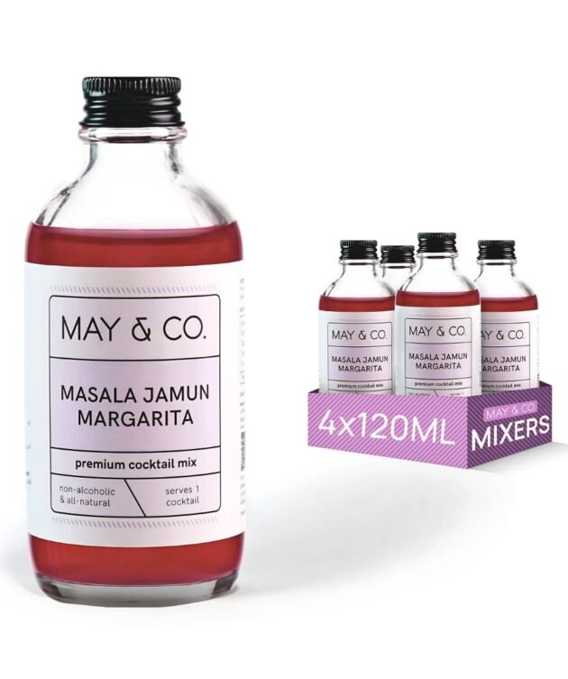 MAY & CO. Masala Jamun Margarita Cocktail Mix - Cocktail Mixer for Tequila, Gin, Vodka - Pack of 4 (480ml) - Makes 4 Cocktails - Handcrafted Non-alcoholic Beverage