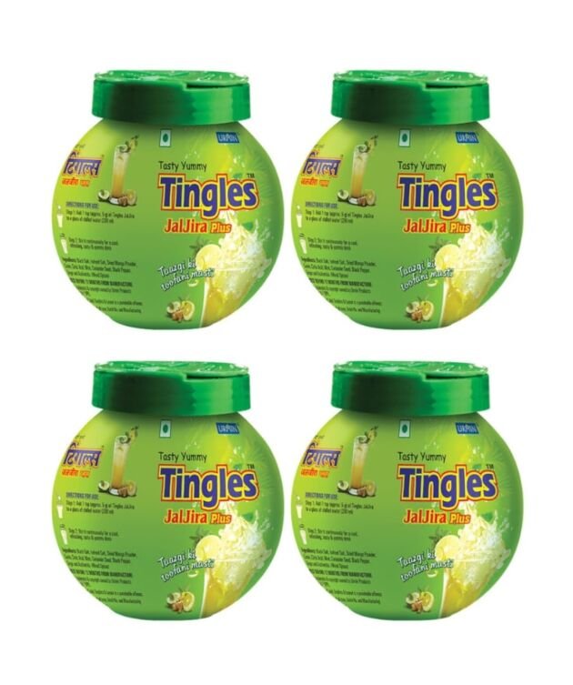 Tingles Jaljira Plus Powder | Instant Drink Mix | Refreshing & Tangy Indian Jal Jeera | Ready-to-Use | Combo Pack of 4 x 100g (400g Total) | Perfect Summer & Digestive Drink