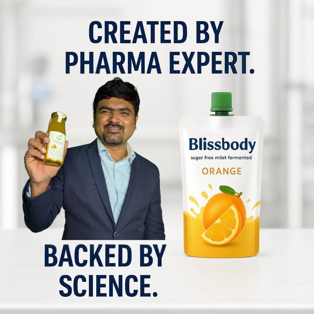 Blissbody – India’s First Sugar-Free Millet Drink | Gut-Friendly & Diabetic Safe | Pineapple, Mango, Orange | 200ml x 24 Pack - Image 5