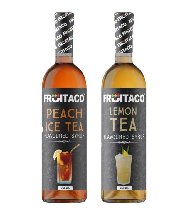 Fruitaco Syrups Combo| Peach Ice Tea & Lemon Tea Syrups- 750ml each| Perfect Mixer For Enhancing Mocktails & Cocktails, Drinks & Mojitos, at Parties, For All Your Mixing Needs |Non-Alcoholic