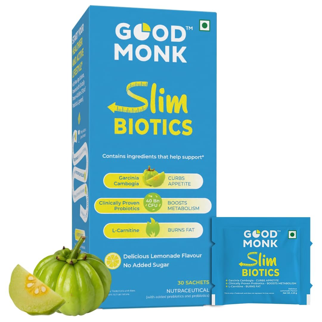 Good Monk Slimbiotics with Garcinia Cambogia, L-Carnitine, Prebiotics & 40 Bn CFU Probiotics | Weight Loss for Women & Men | Boosts Metabolism & Reduces Cravings Naturally | 30 Days Pack