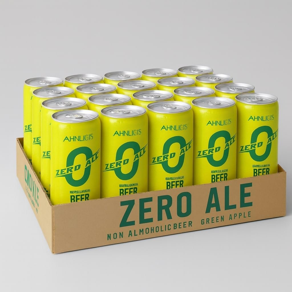 Ahnlich’s Zero Ale Non-Alcoholic Green Apple Beer Refreshing Fruity Flavor, Alcohol-Free | Perfect for Any Occasion | Pack of 24