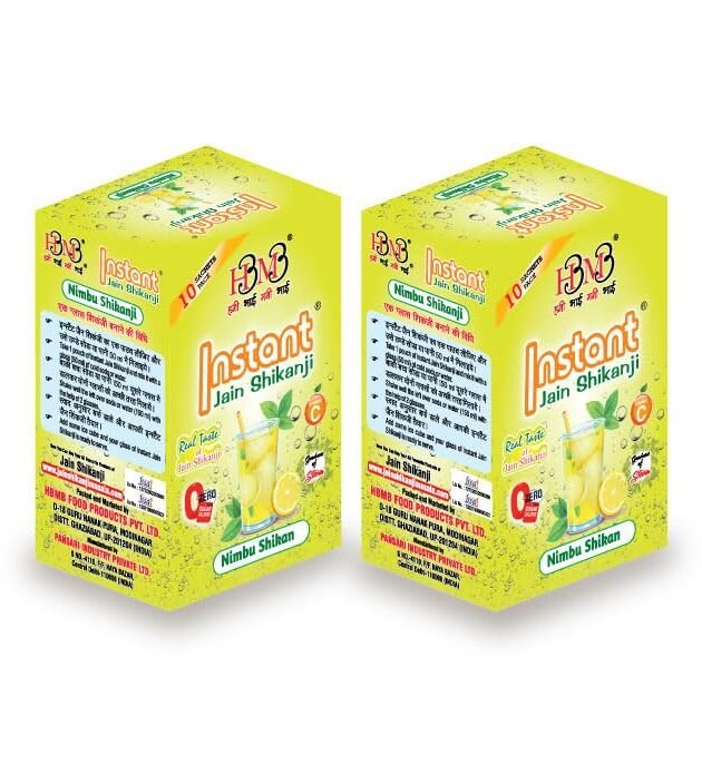 Instant Jain Shikanji Lemon | PACK OF 2 | Nimbu Shikanji | Traditional Masala Lemonade | Instant Nimbu Pani Drink Mix | Natural Summer Refreshing Beverage | Ready to Make Indian Cooler | Box (10 Sachets)