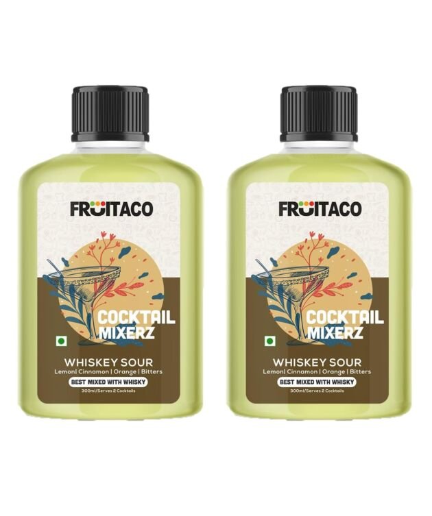 Fruitaco Whiskey Sour Cocktail Mixers - Finely Crafted Non-Alcoholic (Pack of 2)