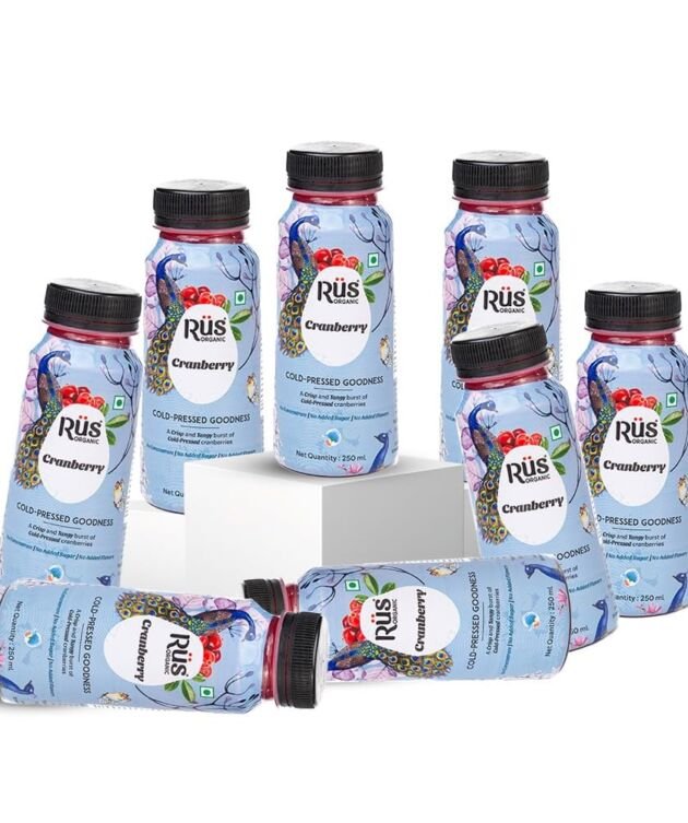 Rus Organic Cranberry Juice | Cold-Pressed & 100% Natural | No Added Sugar or Preservatives | Immunity Booster | Rich in Antioxidants | Refreshing Summer Drink | Pack of 8 (250ml Each) | Travel Juice | Real Cranberries