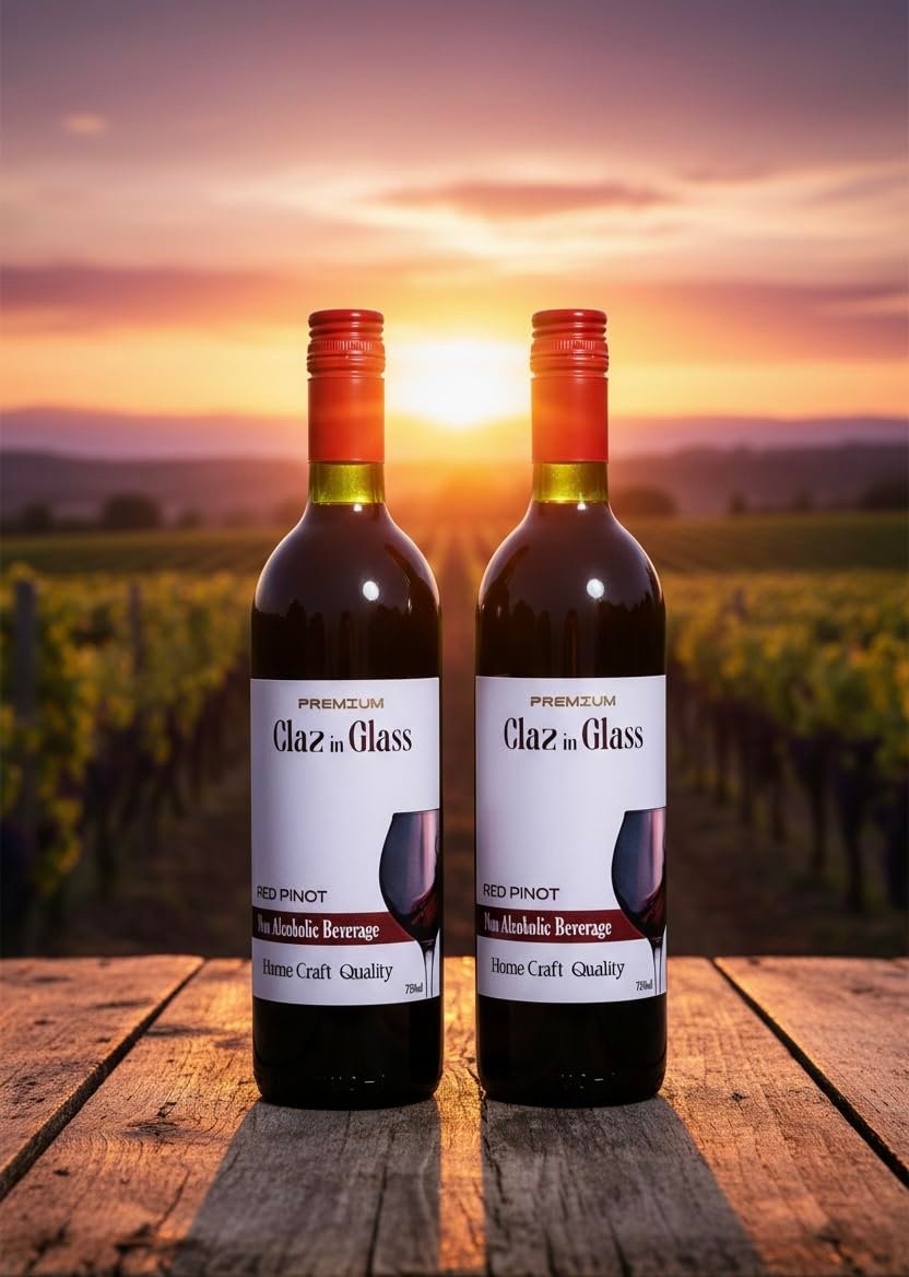 Claz in Glass Red WINE Pinot Non-Alcoholic Aged Red Wine | No Added Flavour & Colour | Premium Aged Alcohol Free Drinks (750ml) Pack of 2 - Image 4