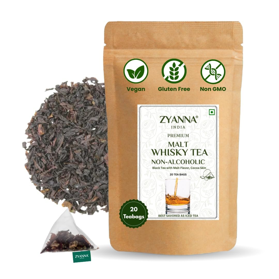 ZYANNA Malt Whisky Tea – Black Tea with Natural Malt Flavor & Cocoa Skin (20 Teabags) | Non-Alcoholic Aromatic Blend for Whisky Lovers & Enthusiasts