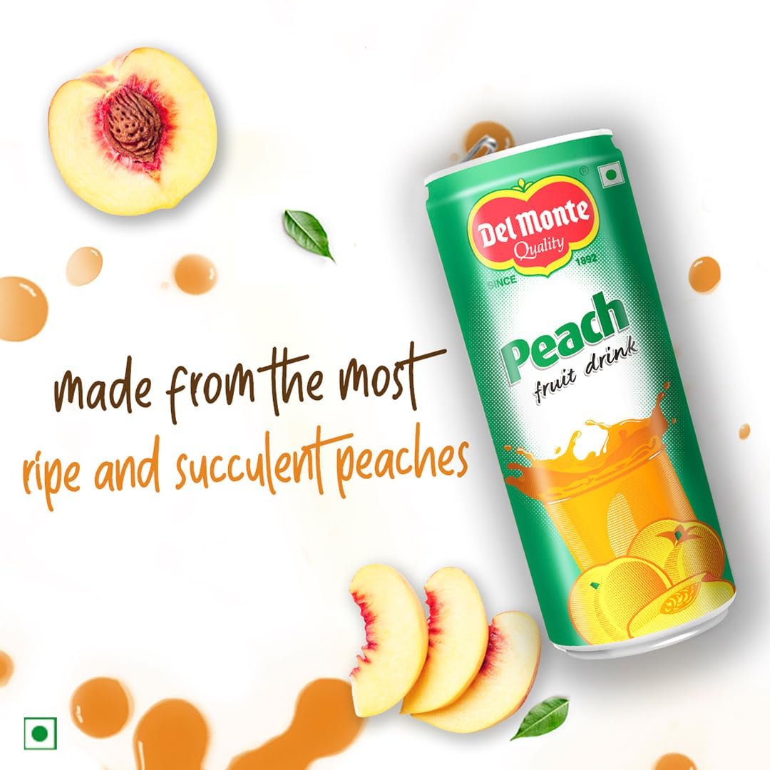 Del Monte Peach Fruit Drink, Pack of 6, 240ml - Image 6