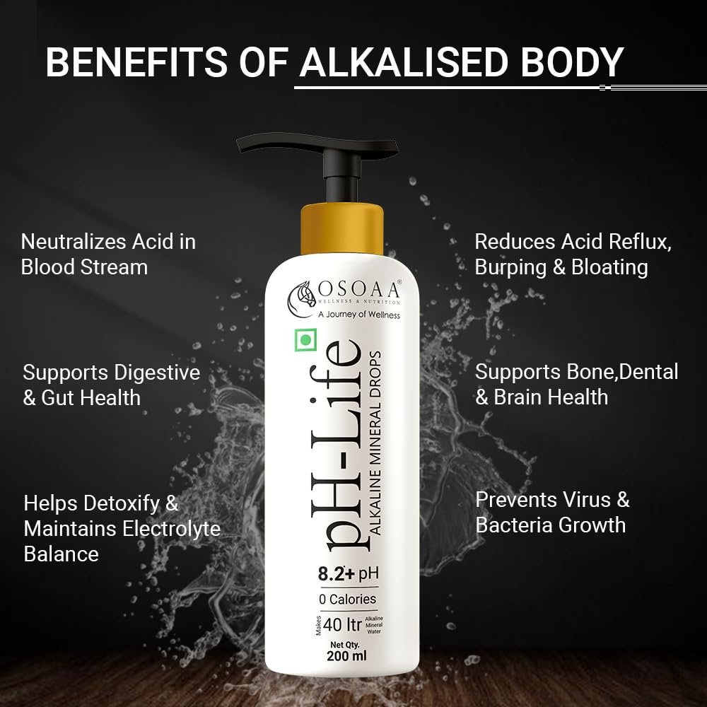 OSOAA Ph-Life Vegetarian Alkaline Mineral Water Drops (200Ml)|Makes 40L Alkaline Water|8.2+ Ph Booster Drops For Ro Water|14 Minerals,0 Calorie|Drinking Water Enhancer Liquid - Image 7