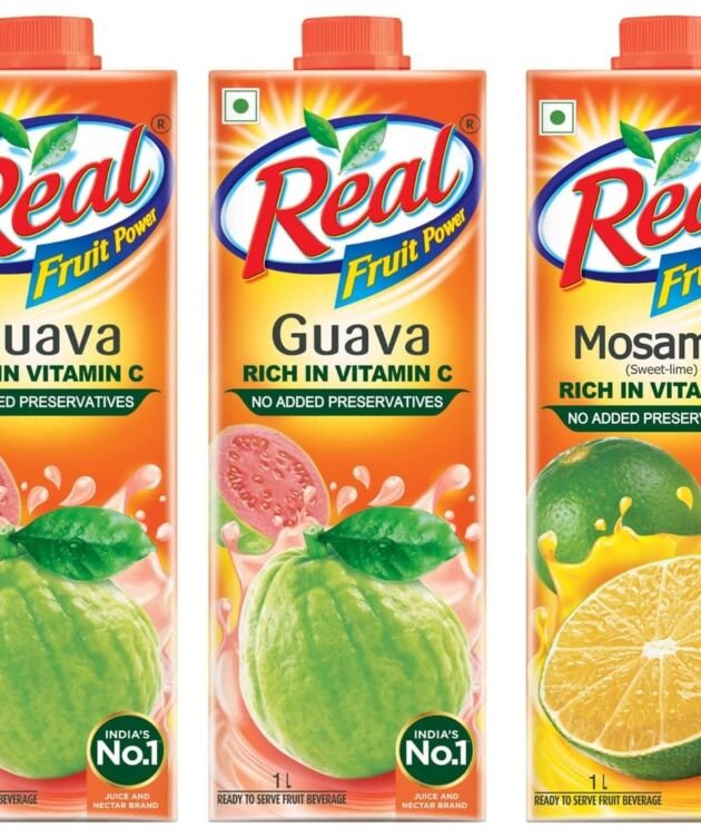 Real Fruit Juice, Guava, 1L (Pack of 2) & Real Fruit Power Mosambi Juice -1L