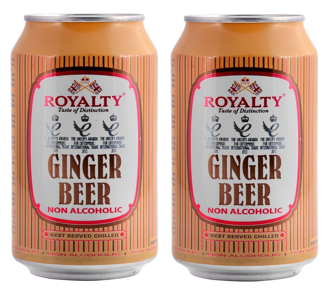 FruitJoy Royalty Non Alcoholic Ginger Beer, Best Served Chilled, Award-Winning, Each 330ml X 2 Cans (From UK)