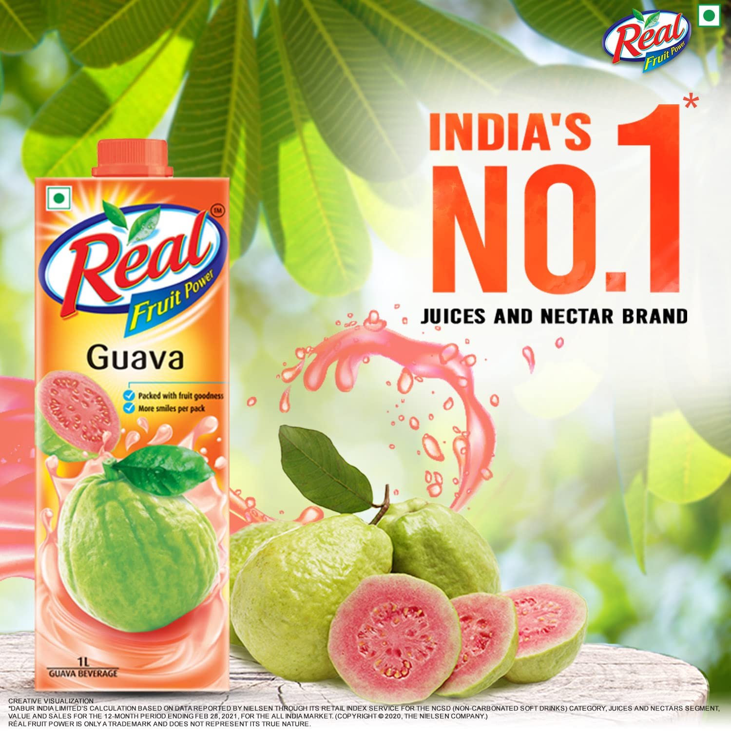 Real Fruit Juice, Guava, 1L (Pack of 2) & Real Fruit Power Mosambi Juice -1L - Image 3