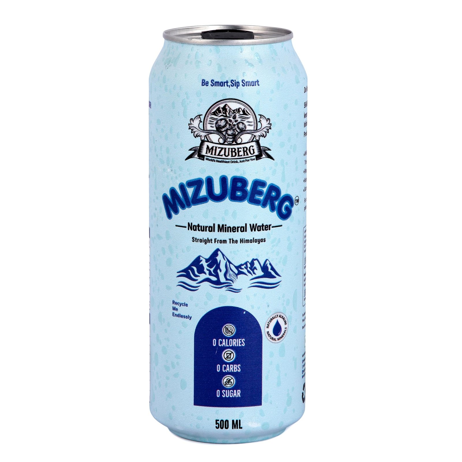 Mizuberg Natural Mineral Water, 500 ml, Alkaline pH 7+, Zero Calories, Resealable Can (Pack Of 3) - Image 8