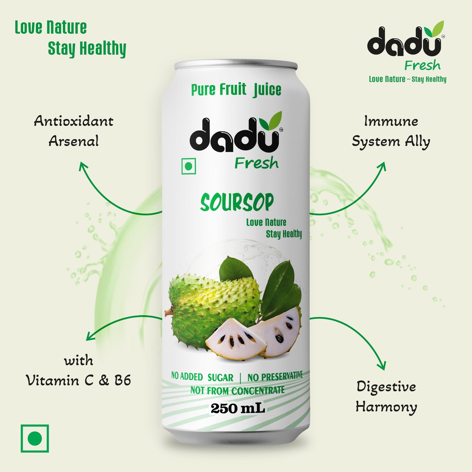 Dadu Juice Combo Pack | Pure Natural, Not from Concentrate, No Added Sugar, No Artificial Flavors or Preservatives | Passion Fruit, Mixed Berries, Mangosteen, Soursop | 4 Cans x 250ml - Image 2