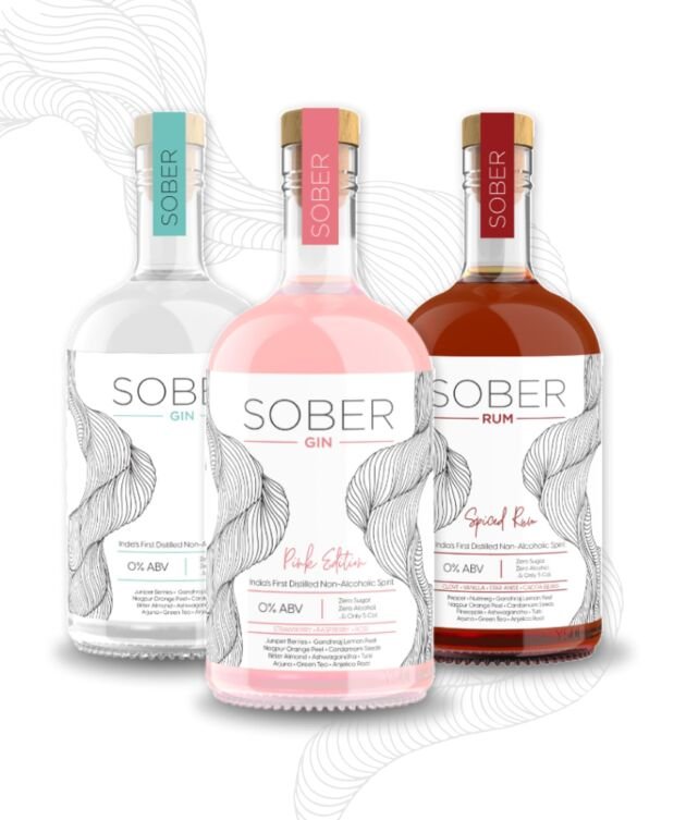 SOBER Non-Alcoholic Gin: Pink Edition & Gin And Rum Combo | Zero-Alcohol, Refreshing & Flavorful | Perfect for Mocktails & Alcohol-Free Cocktails (Rum-N-Gin-Blue-Pink)
