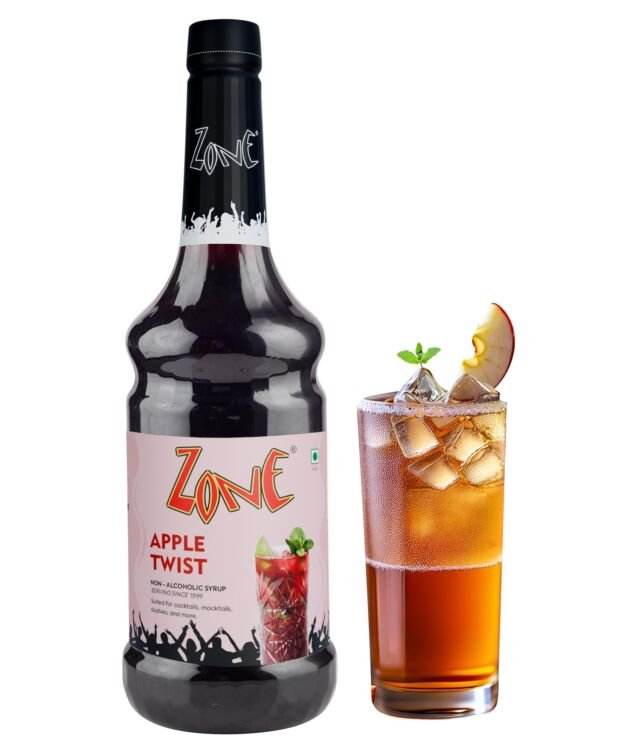 Zone Apple Twist Flavoured syrup - 1000ml | Fruity Drink Syrup & Mixer for Cocktails, Mocktails, Sodas, Smoothies, Lemonades, Iced Teas & Summer Coolers | Non Alcoholic Mix, More Servings, Premium Bar Syrup 1 Litre
