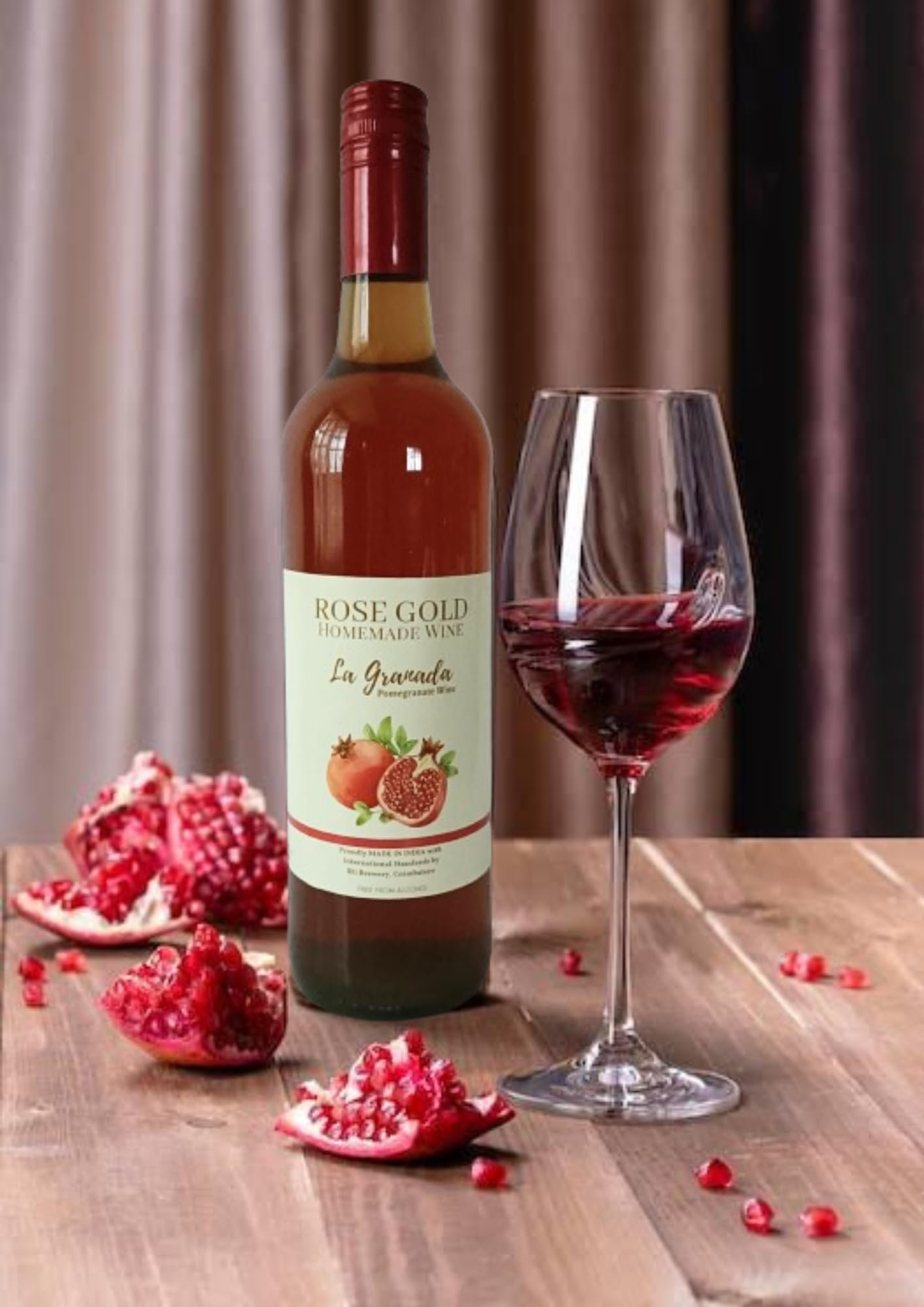 Rose Gold-La Granada -Non Alcoholic - Pomegranate wine, 750 ml