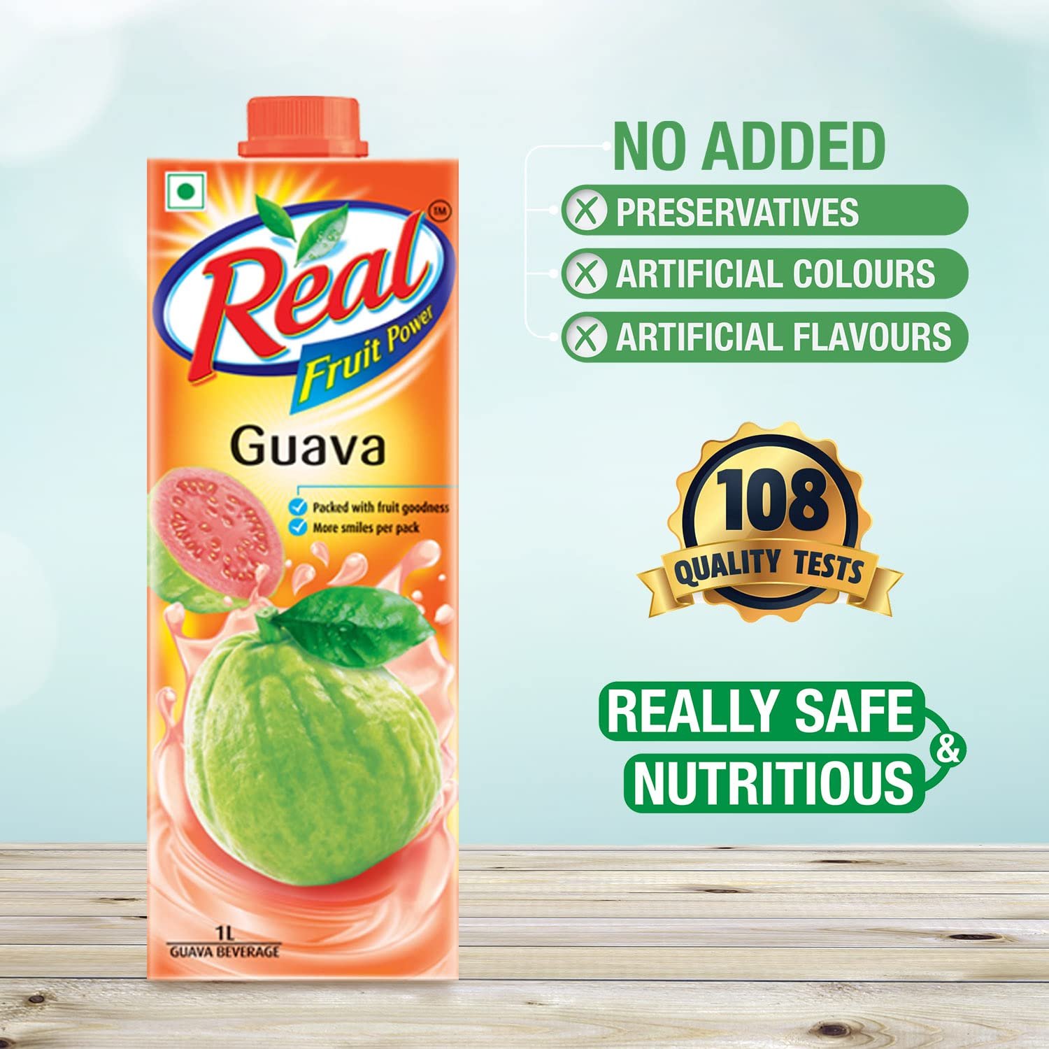 Real Fruit Juice, Guava, 1L (Pack of 2) & Real Fruit Power Mosambi Juice -1L - Image 2