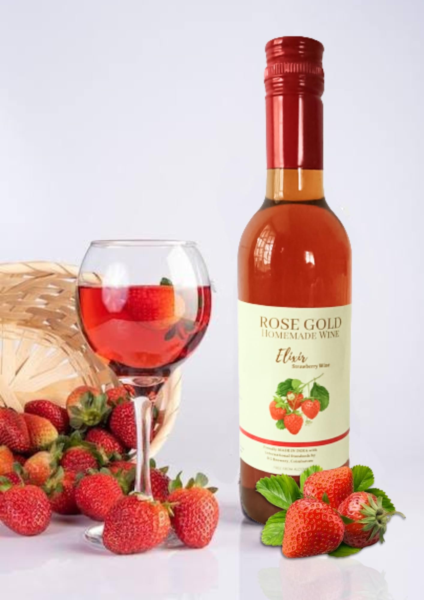 Rosegold Homemade Non alcoholic Strawberry Wine -375ml