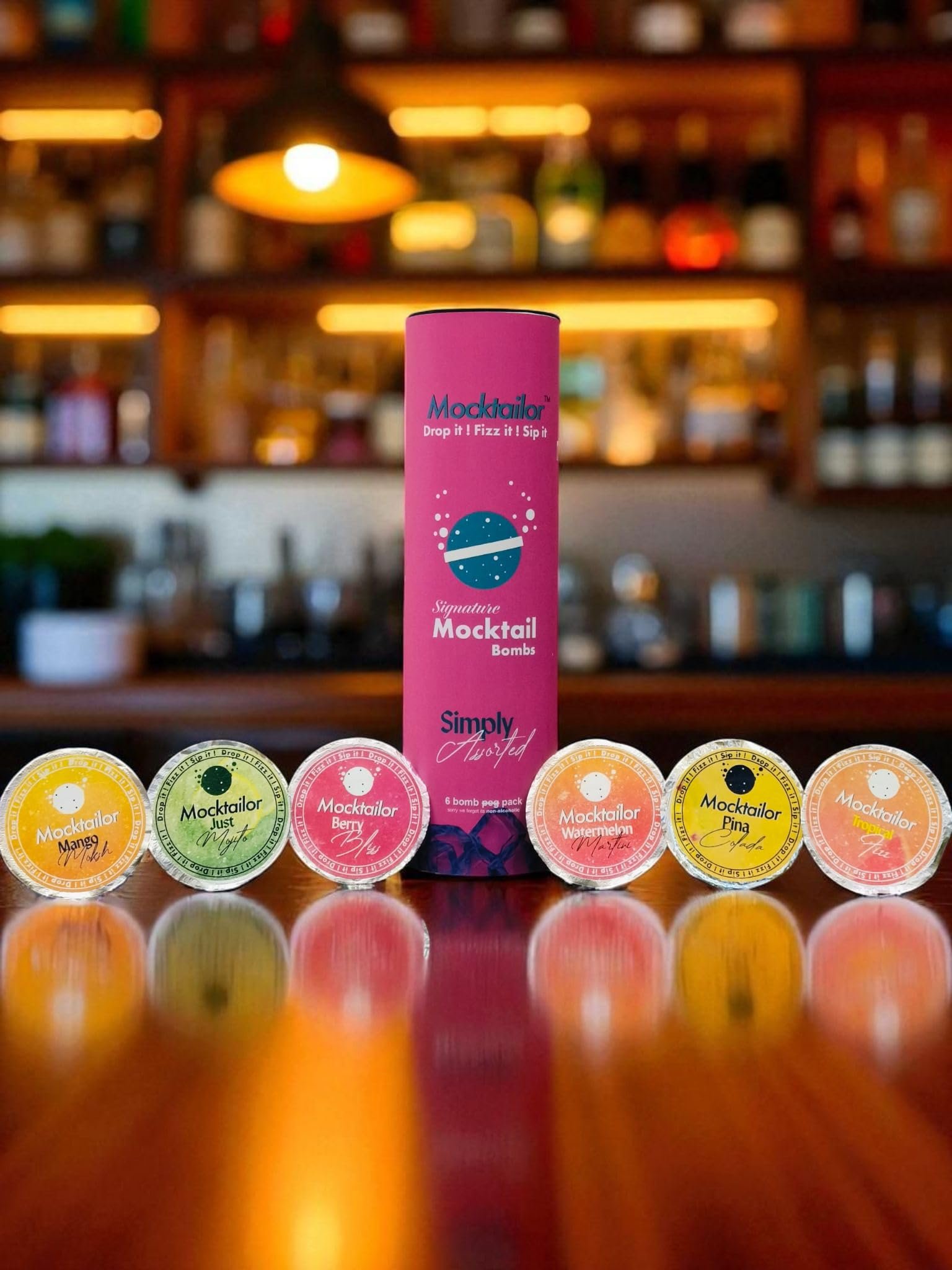 Mocktailor Signature Mocktail Bombs | Drop It, Fizz It, Sip It | Non-Alcoholic Drink Mix Pack (6 Bombs) (Pack of 6, Simply Assorted) - Image 5