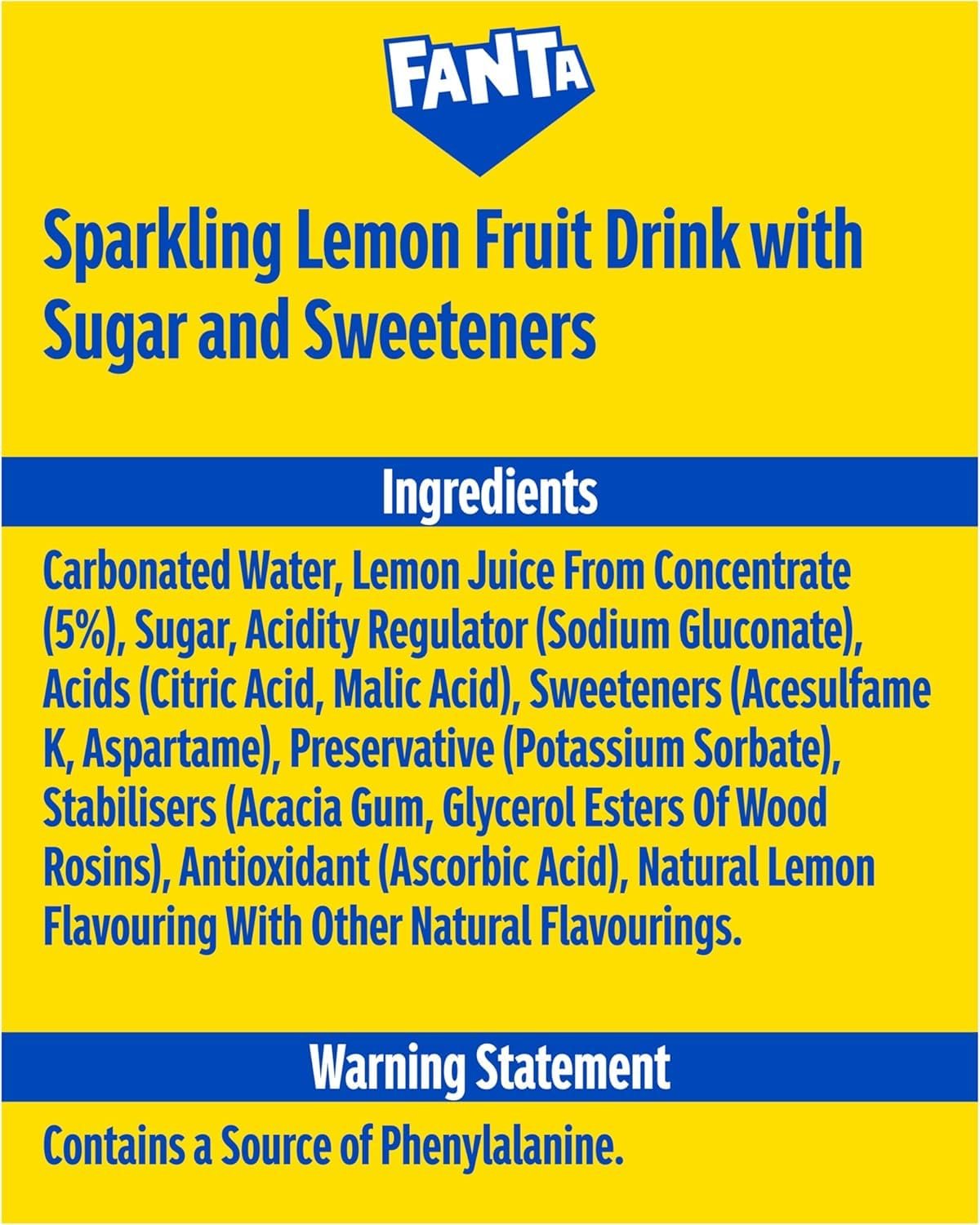 Fanta Lemon Carbonated Soft Drink, 24 Cans Pack, X 330ml Each, Refreshing Citrus Beverage (Product Of UK) - Image 6