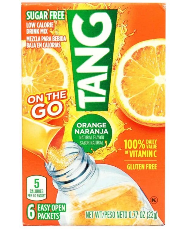 Tang On The Go Orange Sugar Free Drink Mix 6 Individual Sachet Box,(3.6g X 6) 22g