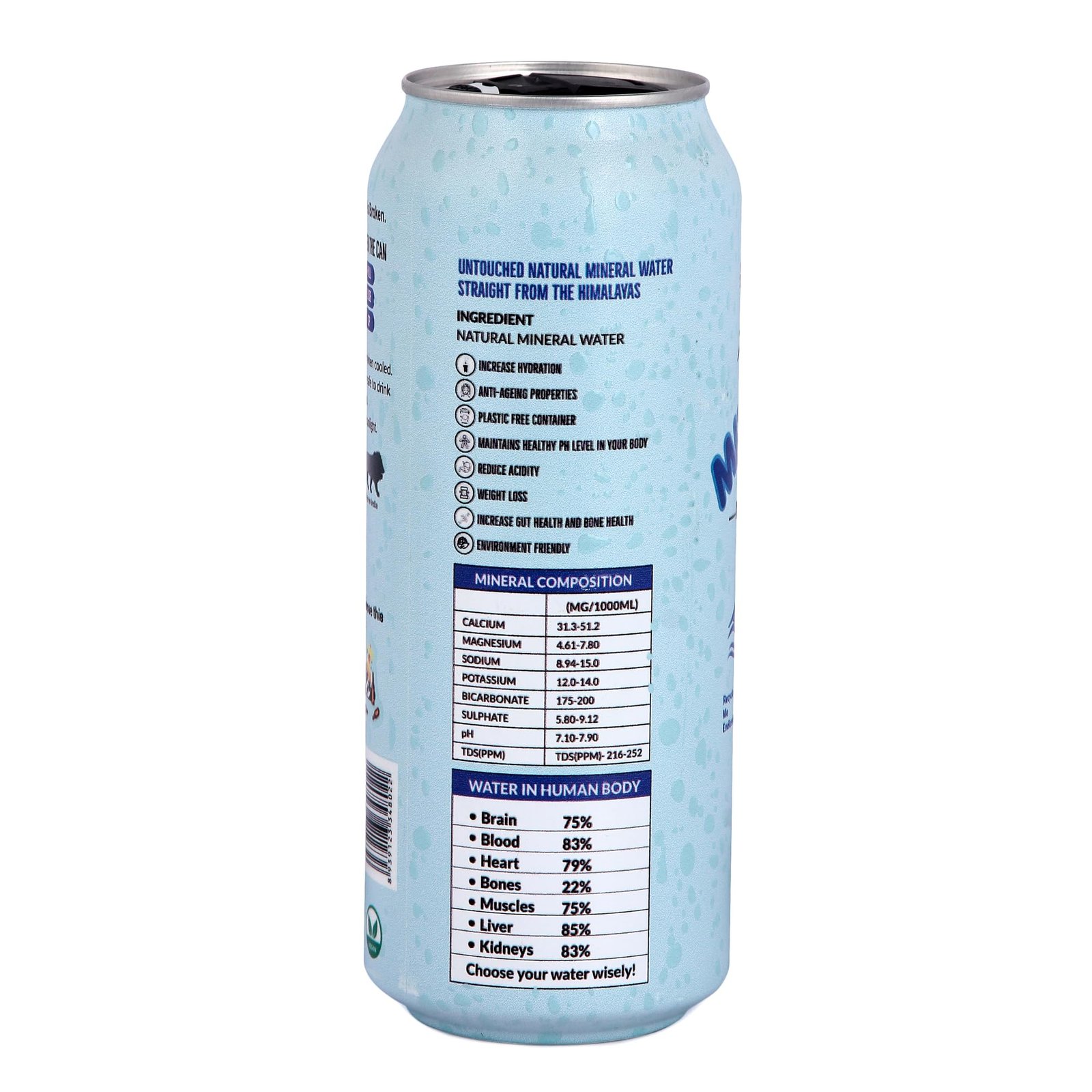 Mizuberg Natural Mineral Water, 500 ml, Alkaline pH 7+, Zero Calories, Resealable Can (Pack Of 3) - Image 9