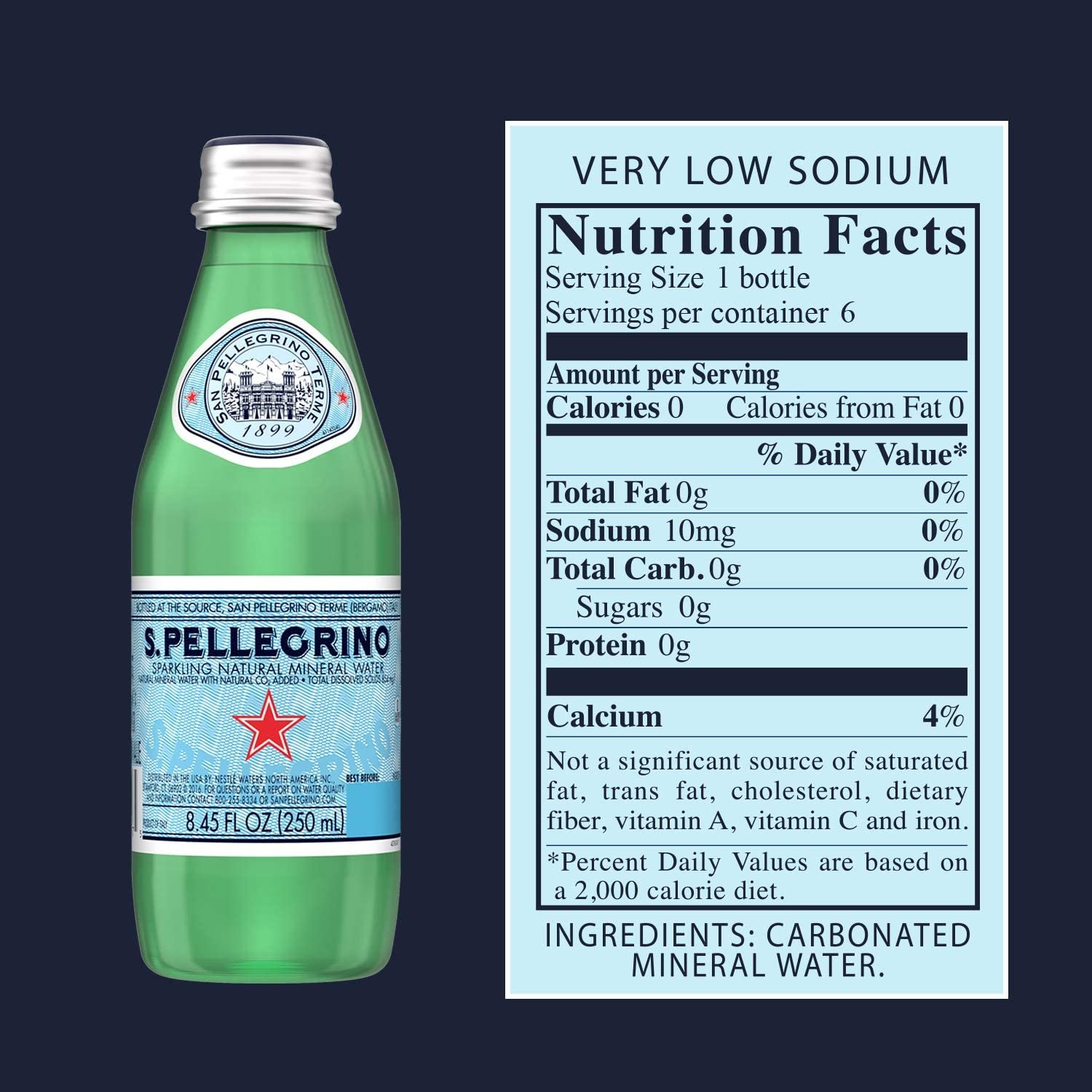 S.Pellegrino Carbonated Natural Mineral Water, 12 Pack Bottle, 12 x 250 ml - Image 3