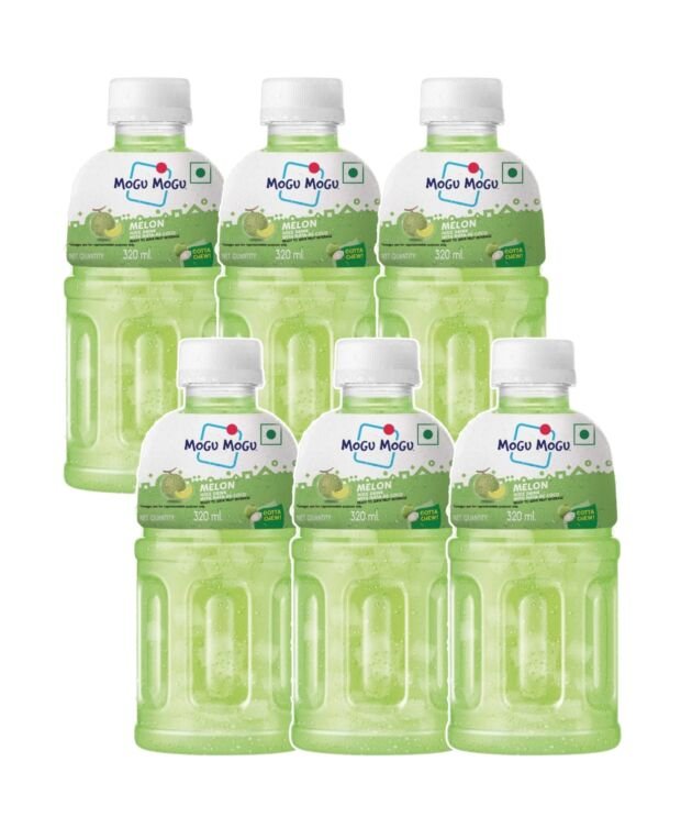 Mogu Mogu Melon Juice with Nata de Coco Jelly 320ml (Pack of 6) | Refreshing Tropical Thai-Made Sip & Chew Beverage
