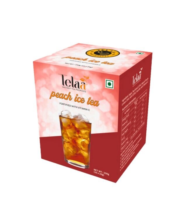 Telaa Instant Peach Iced Tea Premix – Ready-to-Drink Blend with Vitamin C & Antioxidants | Just Add Cold Water | 10 Sachets per Pack