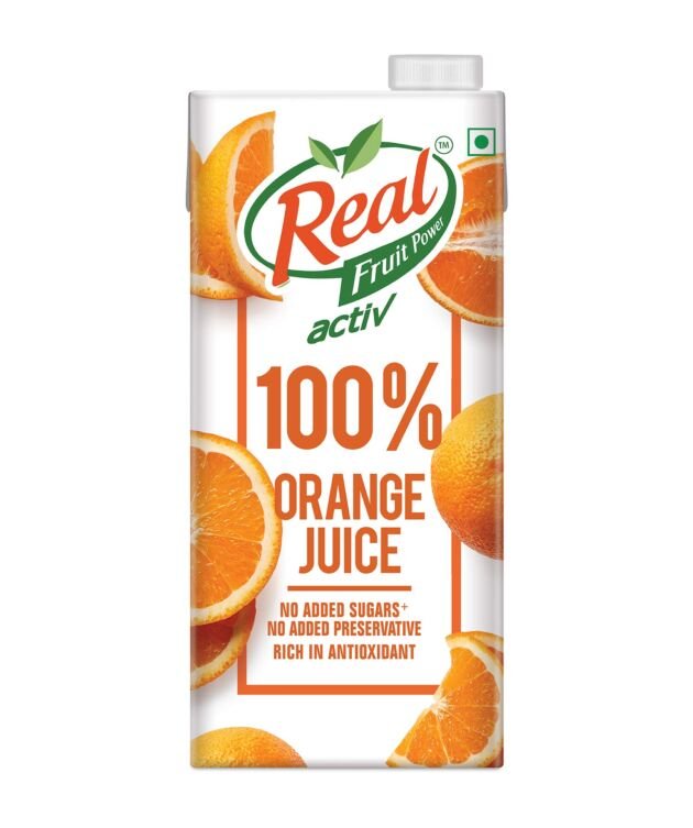 Real Activ Orange Fruit Juice - 1L | 100% No Added Sugars & Preservatives | Rich In Vitamin C | Goodness Of Best Oranges | Tasty, Refreshing & Energizing Fruit Drink