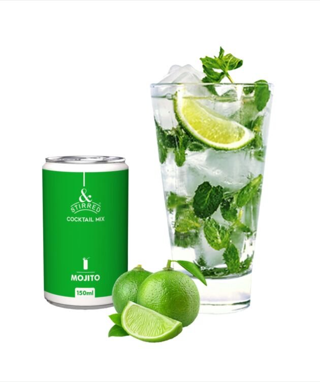 &Stirred Cocktail Mix - Mojito, Pack of 6 (150ml Cans), No Preservatives, Non-Alcoholic